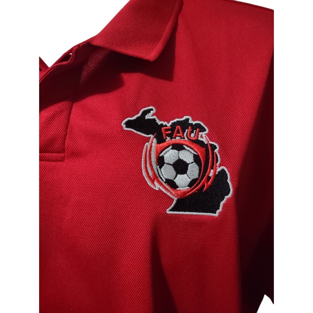 Adidas FAU Polo Mens Size 2XL Flint Area United Soccer Club Embroidered Logo Red - Picture 10 of 16